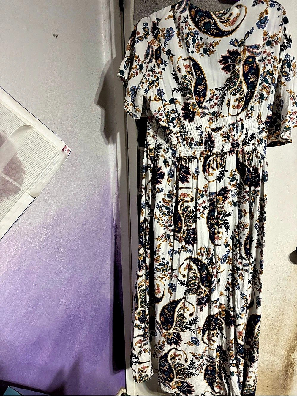 Margaux Riviera Paisley Maxi Dress in White & Blue Size 1X Like New